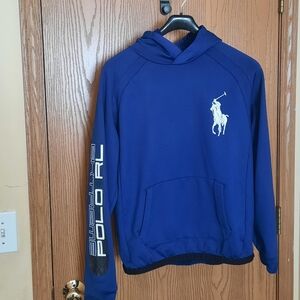 Polo by Ralph Lauren Boys Blue Hoodie with Graphic White Logo